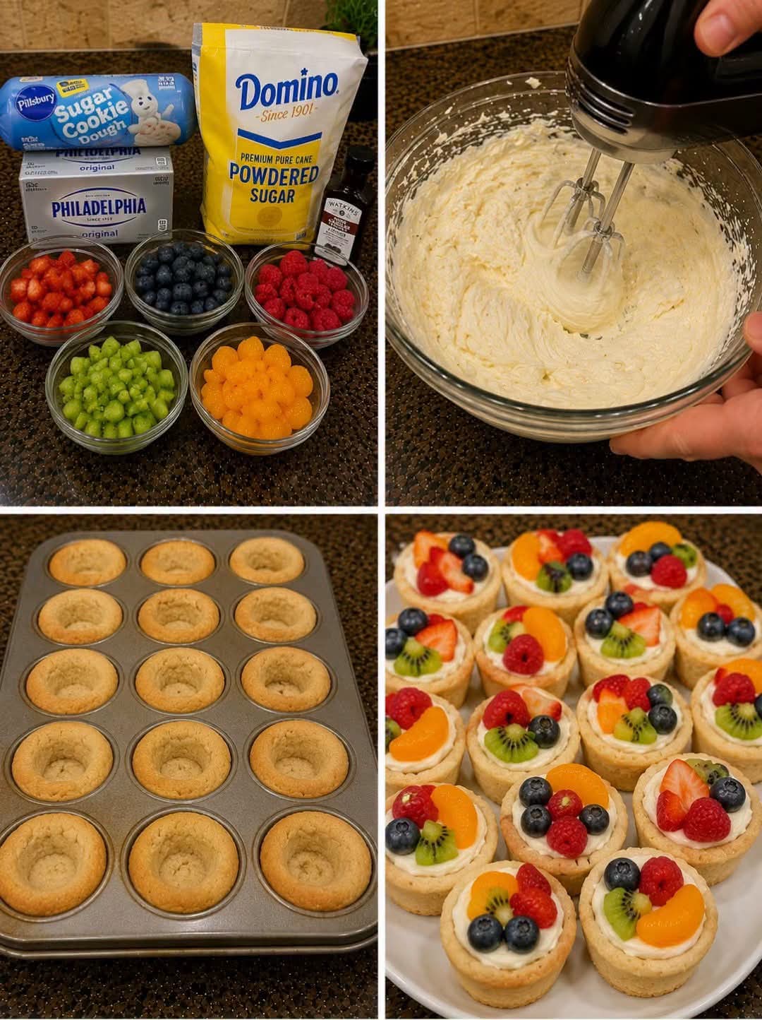 Cheesecake Sugar Cookie Cups (Fruit Pizza!)