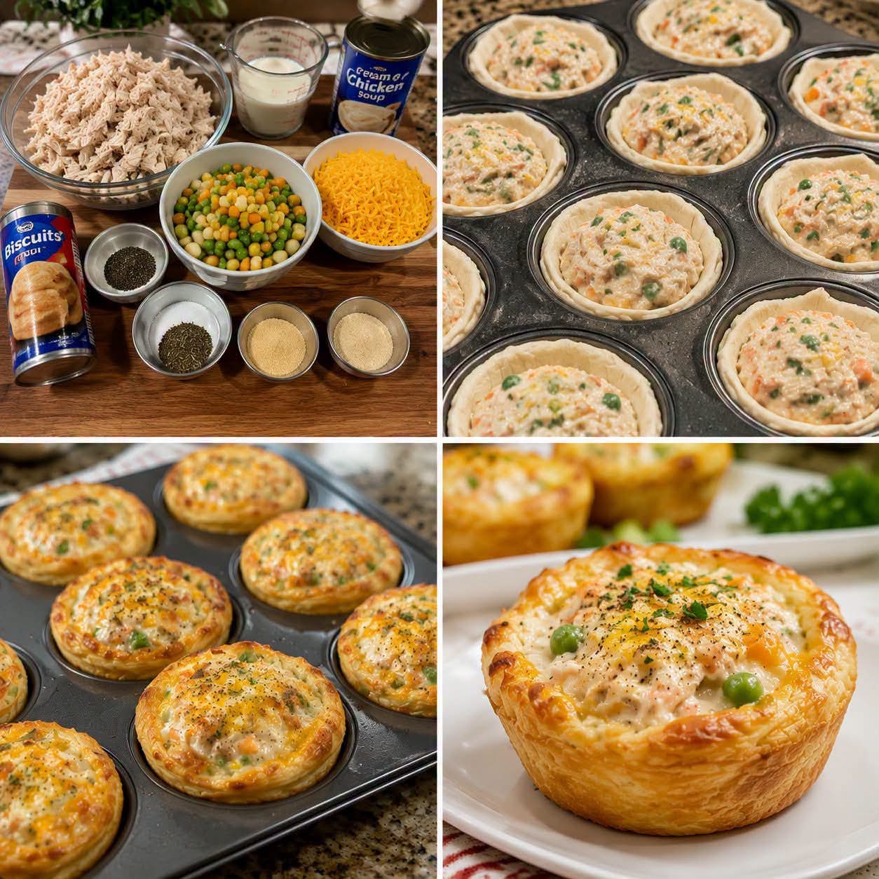 Chicken Pot Pie Biscuit Cups